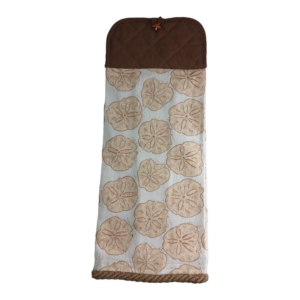 17 x 7 Handmade Sand Dollar Hanging Towel Kitchen Nautical Coastal Brown